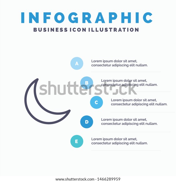 Moon, Night, Sleep, Natural Line icon with 5\
steps presentation infographics Background. Vector Icon Template\
background
