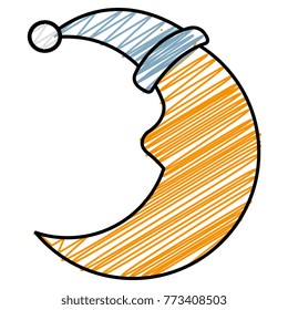 moon night with sleeping hat character