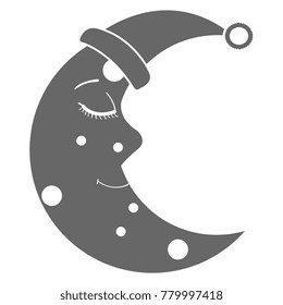 moon night with sleeping hat character