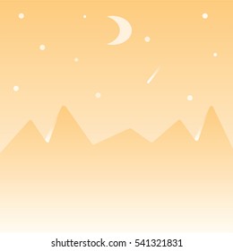 Moon night and star abstract and mountain

