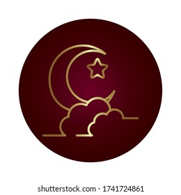 moon night with star block gradient style icon vector illustration design