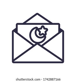 moon night with star in envelope line style icon vector illustration design