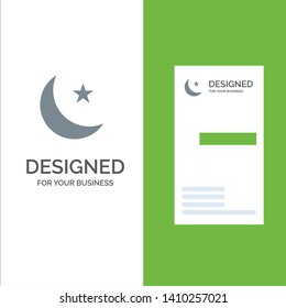 Moon, Night, Star, Night Grey Logo Design and Business Card Template