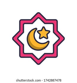 moon night with star seal stamp fill style vector illustration design