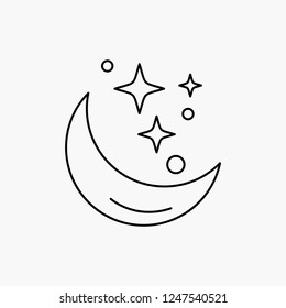 Moon, Night, Star, Weather, Space Line Icon. Vector Isolated Illustration