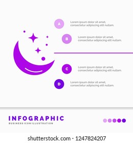 Moon, Night, star, weather, space Infographics Template for Website and Presentation. GLyph Purple icon infographic style vector illustration.