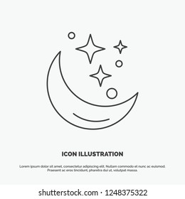 Moon, Night, star, weather, space Icon. Line vector gray symbol for UI and UX, website or mobile application