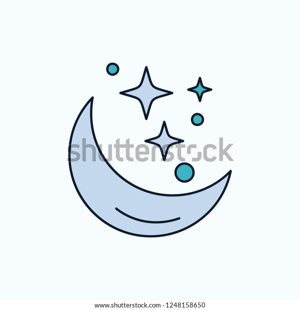 Moon, Night, star, weather, space Flat Icon.\
green and Yellow sign and symbols for website and Mobile\
appliation. vector\
illustration
