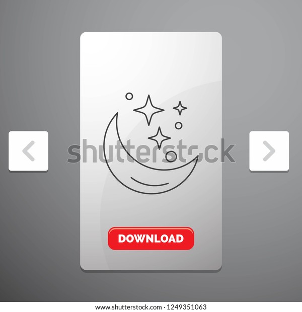 Moon, Night, star,\
weather, space Line Icon in Carousal Pagination Slider Design\
& Red Download\
Button
