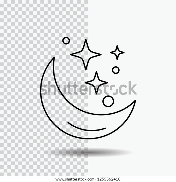 Moon, Night, star,\
weather, space Line Icon on Transparent Background. Black Icon\
Vector Illustration