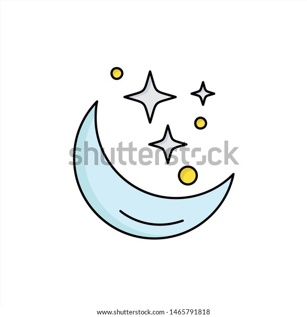 Moon, Night, star, weather, space\
Flat Color Icon Vector. Vector Icon Template\
background