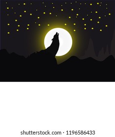  moon, night. moon and stars, night view, wolf and full moon. wolf and night. dark night