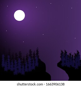 The moon night with stars.background vector night.