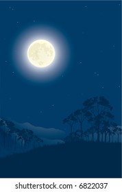Moon night. Vector illustration.