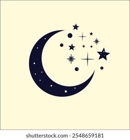 moon night vector illustration flat