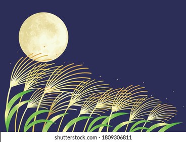 Moon night view, moon watching background illustration.