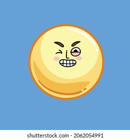 The moon at night is yellow, cartoon style.