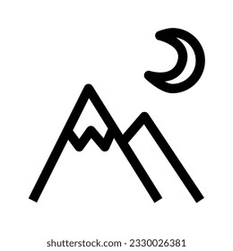 moon nighttime view with two peaks mountain