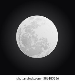 Moon on black background without stars, vector 