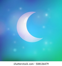 moon on a blue background. luminescence of stars.