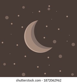 The Moon on Brown Space Background
