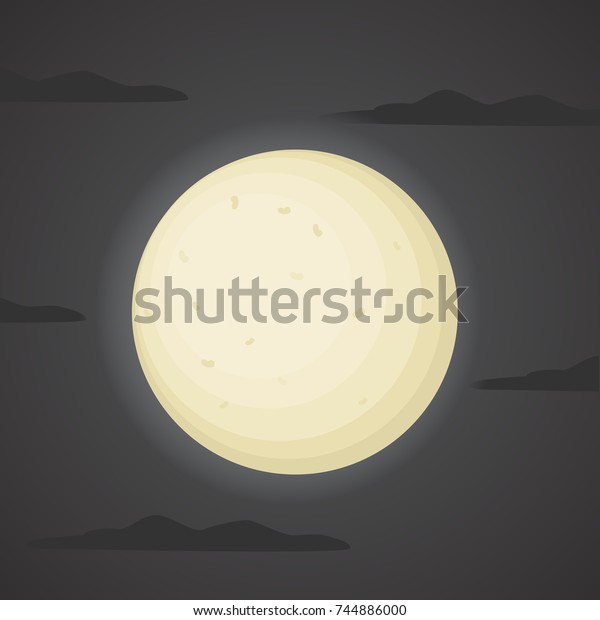 Moon on cloudy\
sky illustration. Vector\
art.
