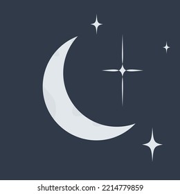 
The moon on a dark background with stars for decoration. Halloween decoration. For design, advertising, stickers. Vetkin illustration