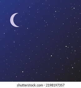 Moon on dark blue sky with stars