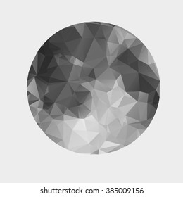 Moon on grey background. Polygonal graphic. Sacred geometry. Abstract vector illustration.