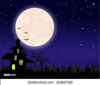 The moon on halloween day