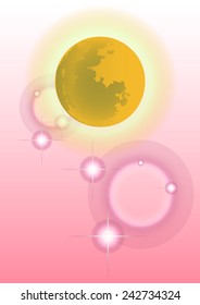 Moon on pink background vector.