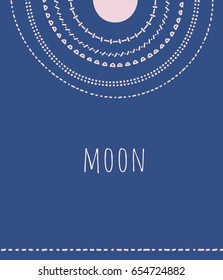 Moon on the sky doodle circles , vector illustration