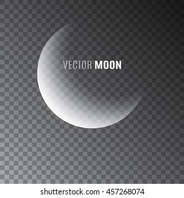 Moon on transparent background. Moonlight. Crescent. Vector illustration.