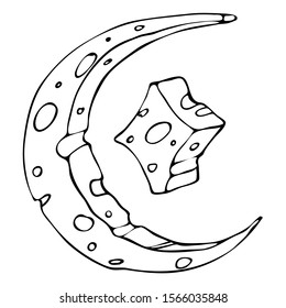 Сheese moon on a white background