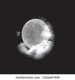 moon or on white background realistic vector illustration