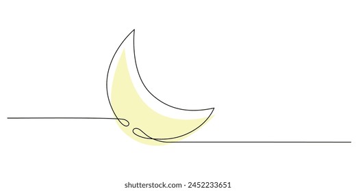 Luna - un solo Anuncio de línea continua. Vector ilustración de dibujo de mano de stock aislado sobre fondo blanco para diseño de decoración de Plantilla tarjeta de felicitación. Trazo editable. EPS10