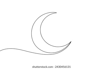 Moon. The only natural satellite of the Earth. Symbol of the coming of night. Vector illustration. Images produced without the use of any form of AI software at any stage. 