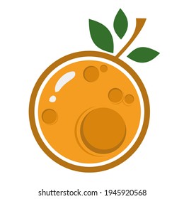 moon orange citrus fruit juice logo concept design vector illustration
