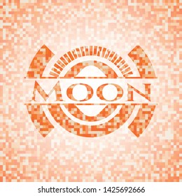 Moon orange mosaic emblem. Vector Illustration. Detailed.