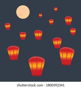 moon with orange streetlights on each side