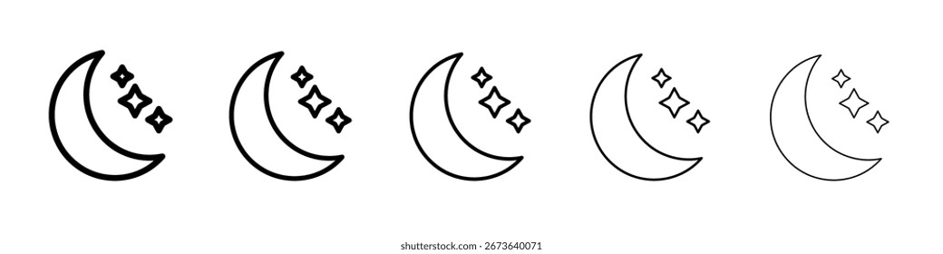 moon outline icon flat illustration set logo
