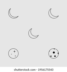 moon outline icon set isolated vector illustration