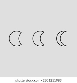 moon outline icon set isolated vector illustration