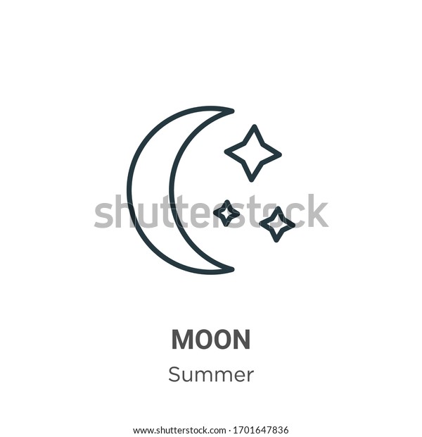 Moon outline vector icon. Thin line\
black moon icon, flat vector simple element illustration from\
editable summer concept isolated stroke on white\
background