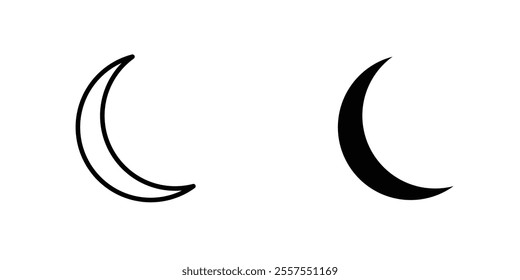 Moon outlined and solid icon vector collection.