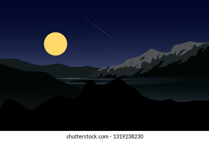 moon over mountain peak 