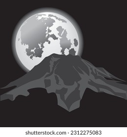 la luna sobre el diseño del vector de montaña EPS10