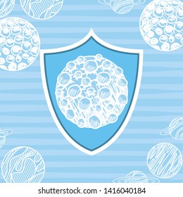 Moon over striped background design