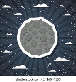 Moon over striped background design vector illustration