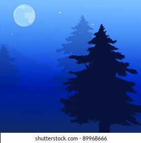 Moon over treetops